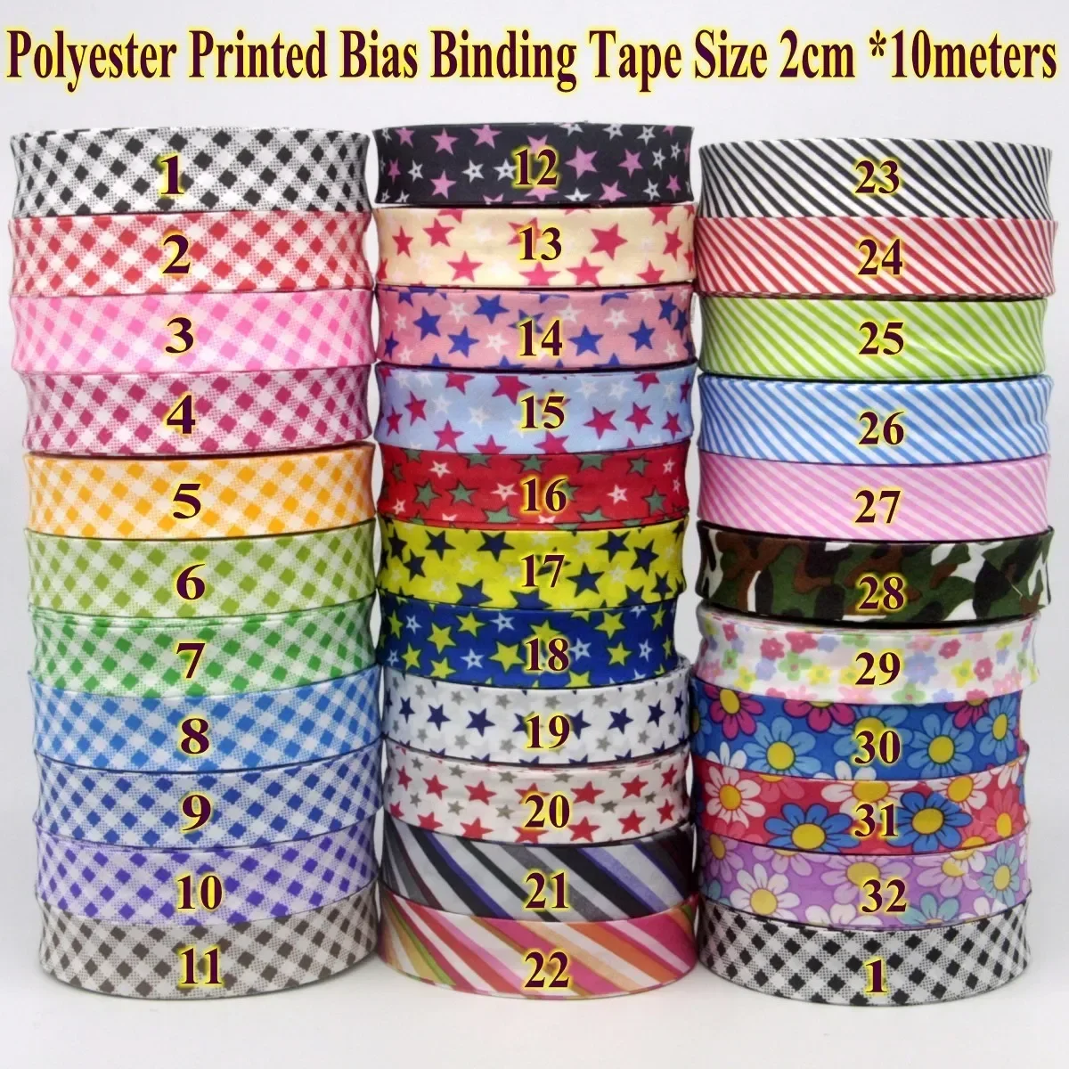 Binding Tape Bias - Poliestrowe kratki gwiazdy paski wzory taśma