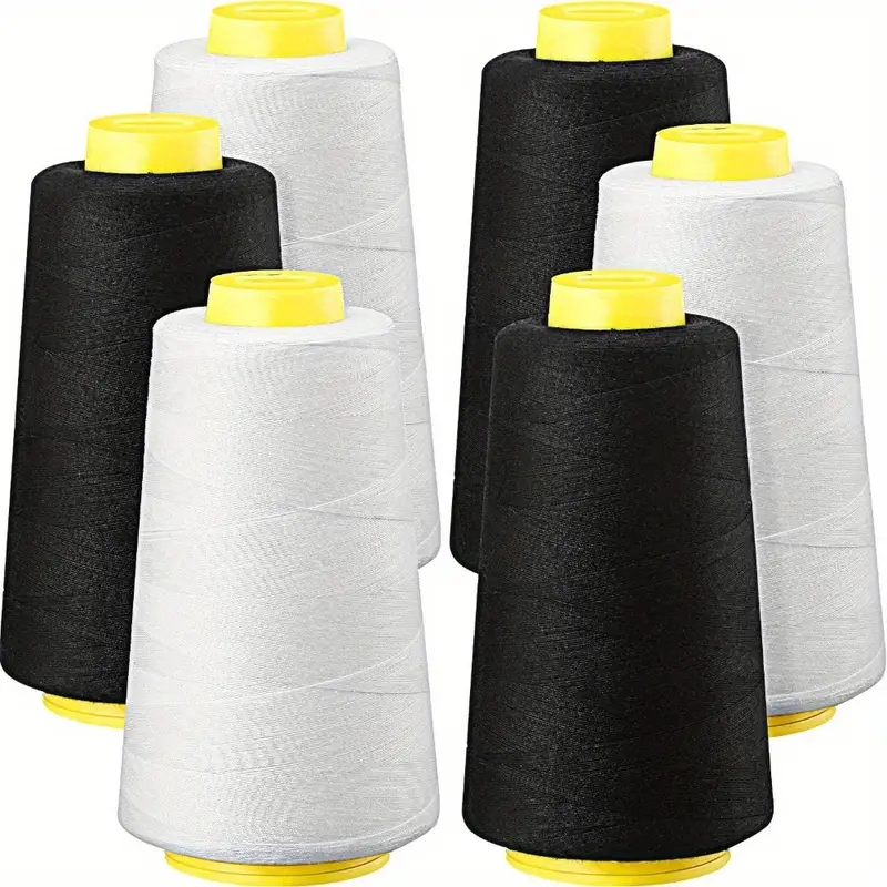 Serger Thread Cone - 3 czarne + 3 białe szpulki