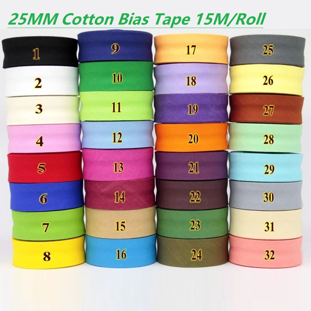 Binding Tape Bias - Taśma bawełniana składana 25 mm, prasowana
