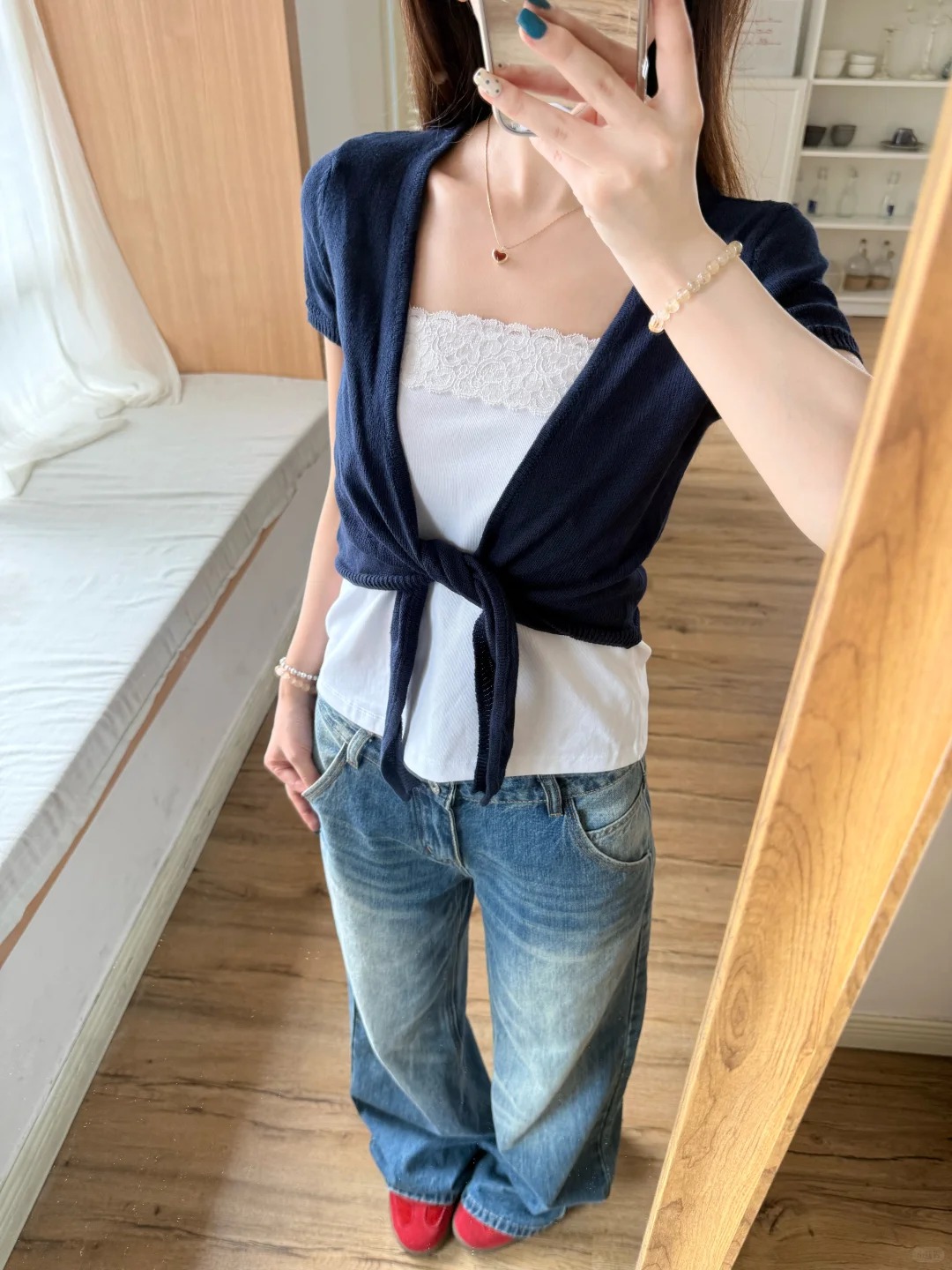 Sewing V - Kardigan sznurowany w stylu marynarskim damski